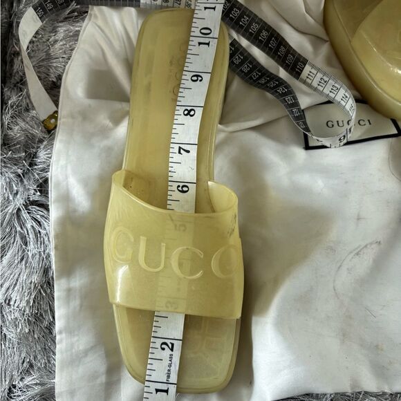Gucci rubber slide ins shoes logo heels sandals jelly open toe shower slides - Picture 9 of 10